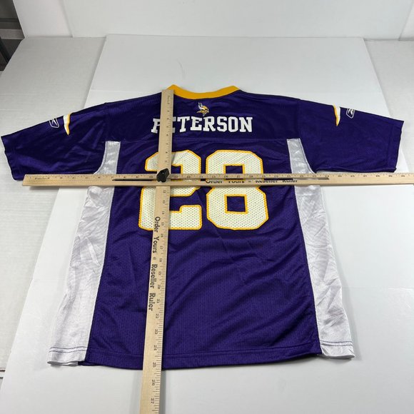 Y2K Reebok NFL Minnesota Vikings Adrian Peterson 28 Jersey Youth Large Purple - Picture 9 of 12